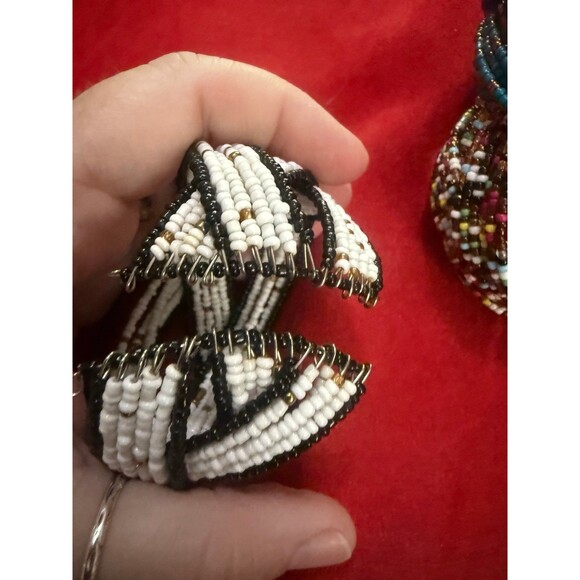 Set of 3 Seed Beaded Coil Wrap Bracelets: White, Teal, Multicolor Boho Gypsy - Picture 8 of 12